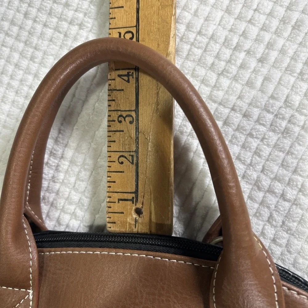 Vtg Stone Mountain Leather Purse Handbag Black and Brown Satchel‎ Clean Classic